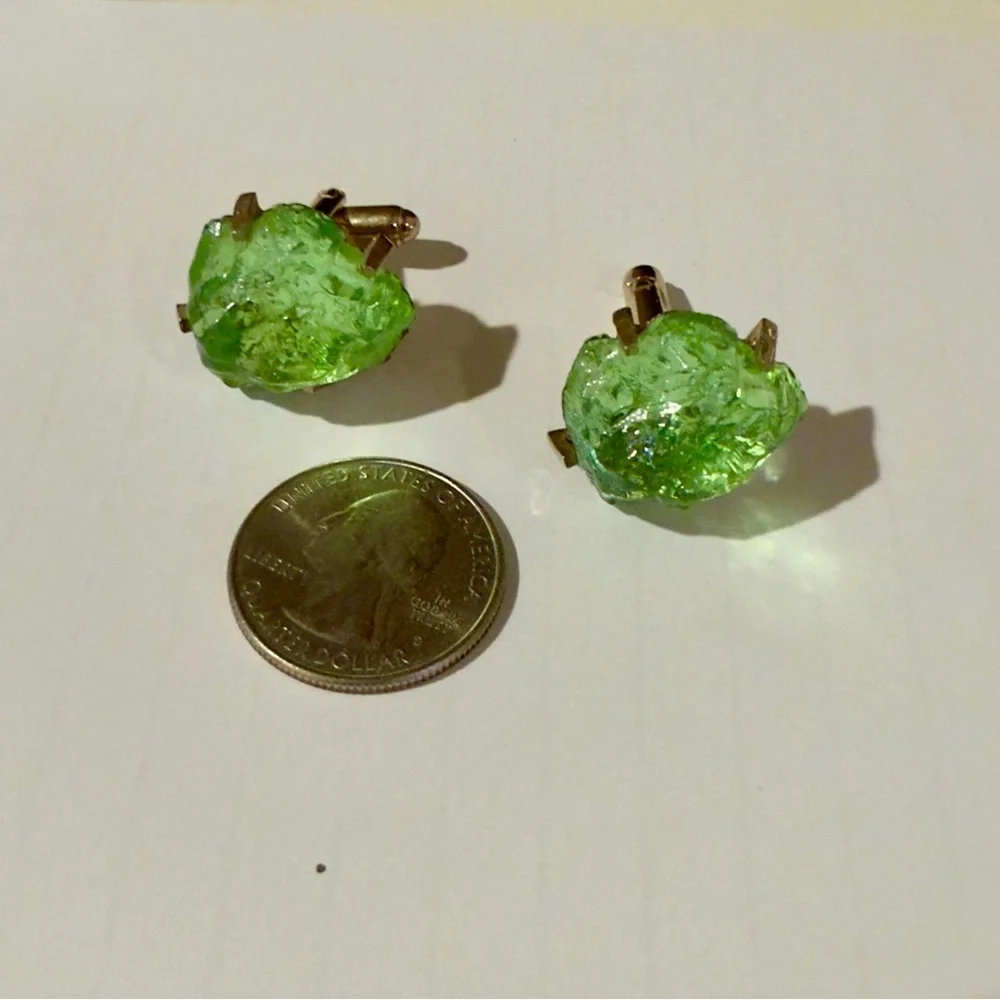 Green Stone Retro Cuff Links